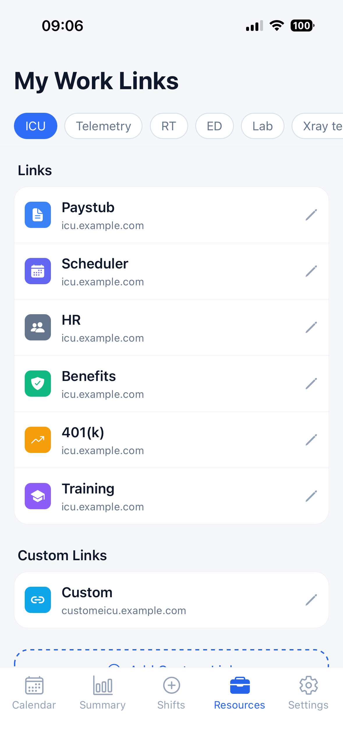BadgeBoard Resources screen